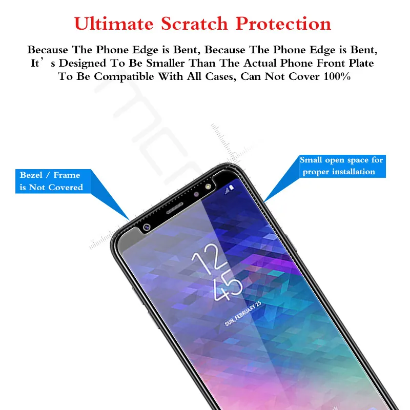 Для Samsung Galaxy A6 2018 закаленное стекло 9H 2.5D защитная пленка Взрывозащищенная для A6Plus