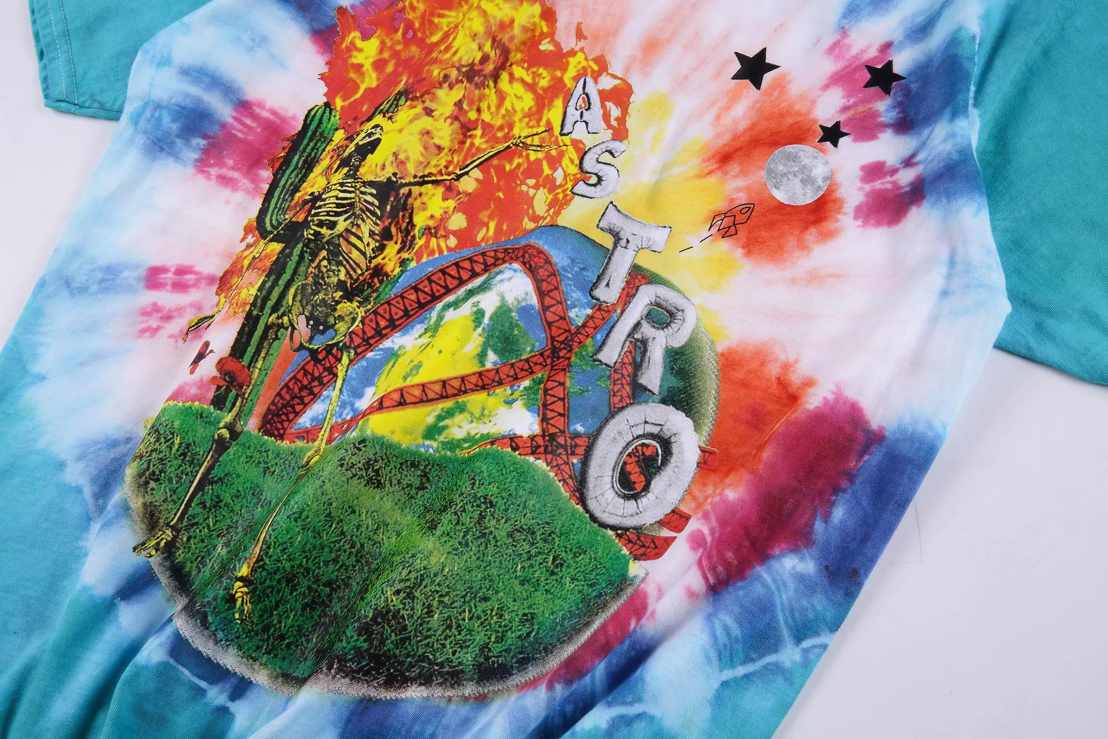 19SS Трэвиса Скотта астромира футболка 1:1 высокое качество инопланетянин Tie Dye футболка уличного рынка хип-хоп Astroworld футболка
