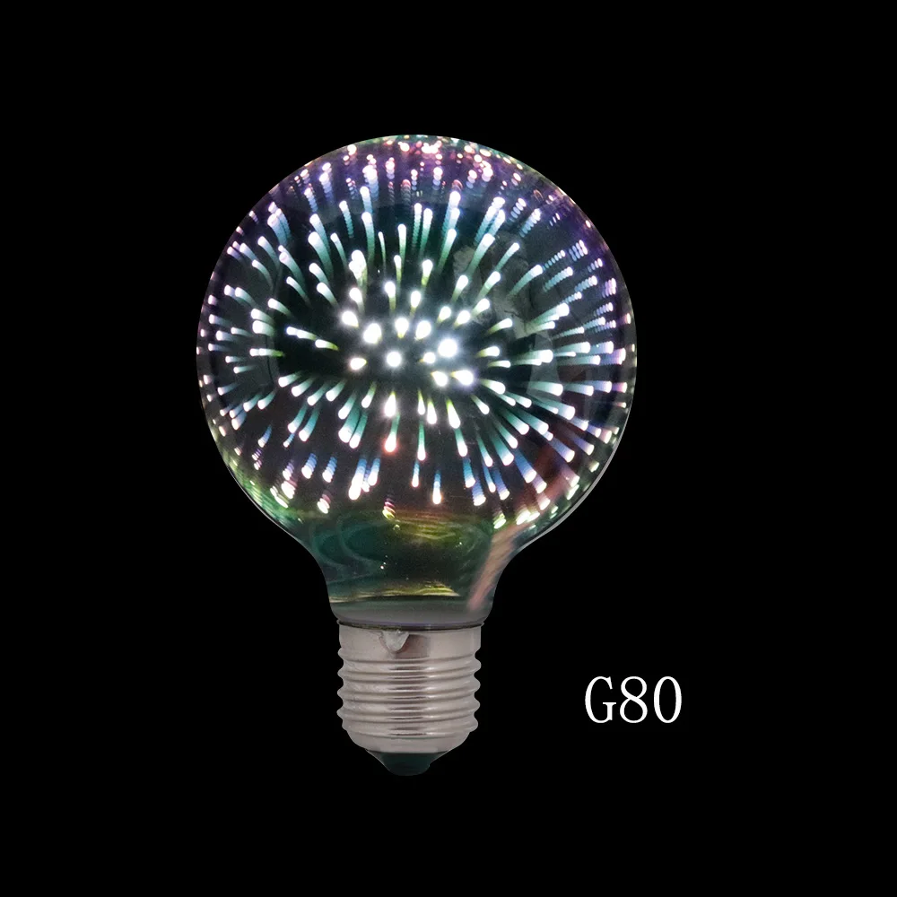 BORUiT 110 220 V Светодиодный настольный светильник E27 G95 G80 3D украшение лампы новинка RGB фейерверк Праздничные огни для нового года Рождества - Испускаемый цвет: G80