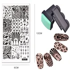 Профессиональный прямоугольный штамп для ногтей, набор скребков с перекрестными линиями, пластины для дизайна ногтей, Переводные инструменты для полировки, наборы для украшения ногтей