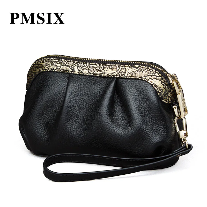 PMSIX/женские маленькие сумки из натуральной кожи женские клатчи с рюшами