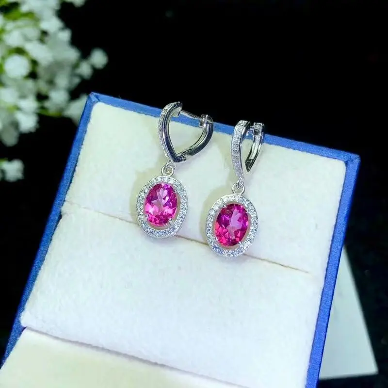 Shilovem 925 серебряные серьги-капли Натуральный топаз розовый женский модный прекрасный завод вечерние ювелирные изделия yhe060601agfb