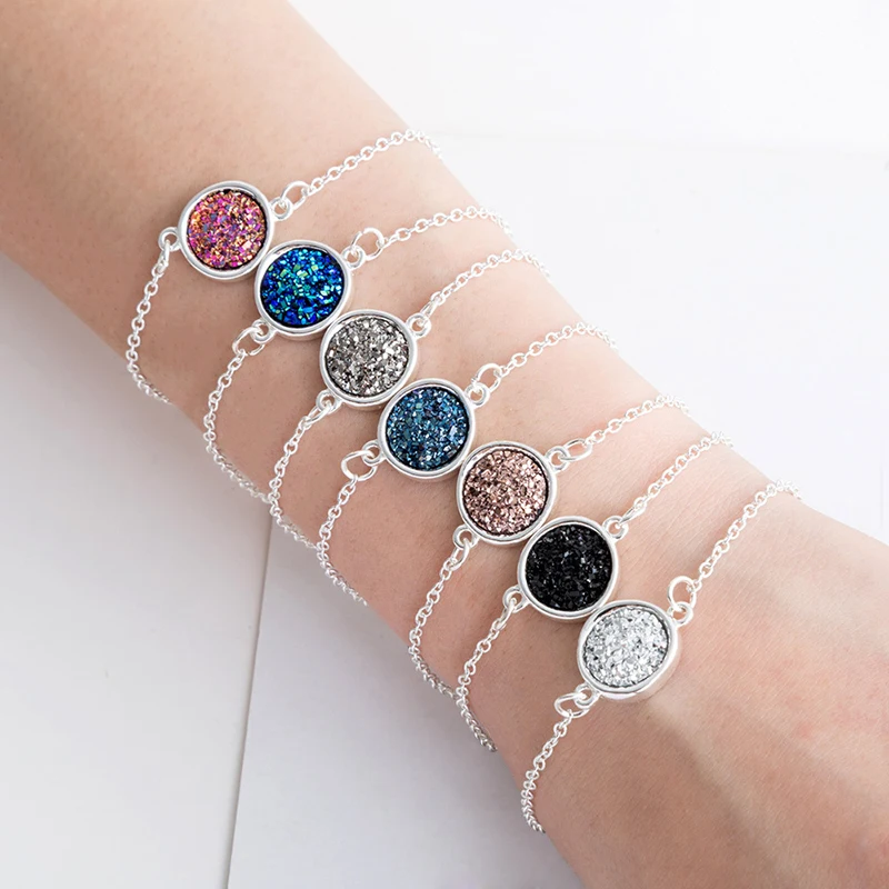 

New Charm Stainless Steel Hand Bracelets Bangles for Women Round Rhinestone Linked Chain Bracelet Wrist Accessories pulseras