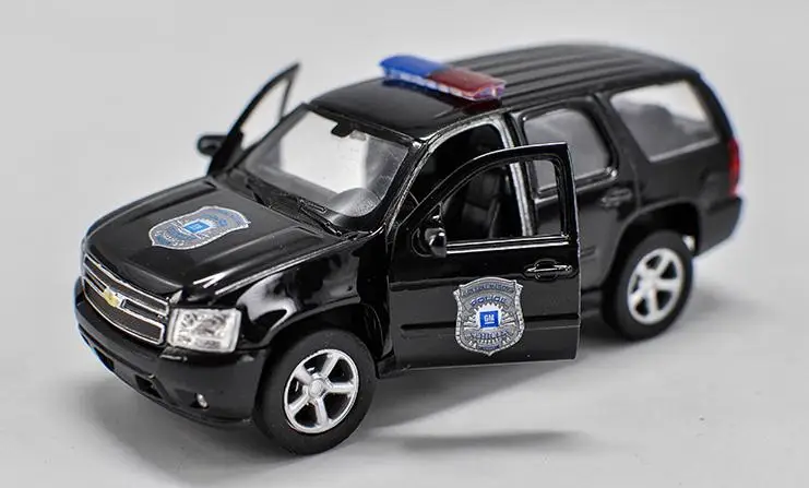 1:36, высокая модель автомобиля из искусственного сплава, Chevrolet TAHOE, задний металлический игрушечный автомобиль, 2 открытые двери, статическая модель игрушечного автомобиля
