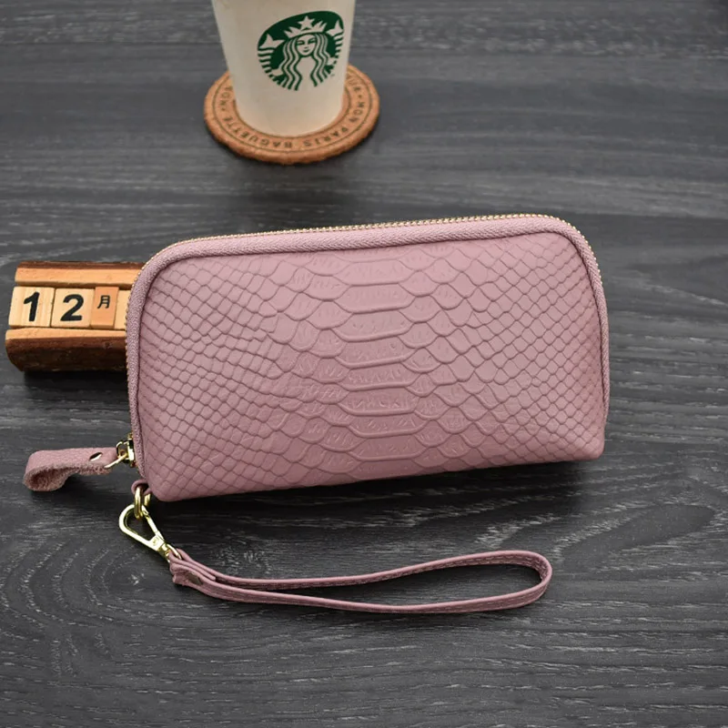 Pink Make up Bag Натуральная кожа женская косметичка Змеиный женский клатч косметичка первый слой воловья кожа косметичка Хранение Кошелек - Цвет: Pink Make up Bag