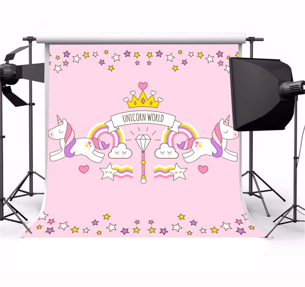 Laeacco мультфильм Единорог Дети День рождения Фото фоны индивидуальные
