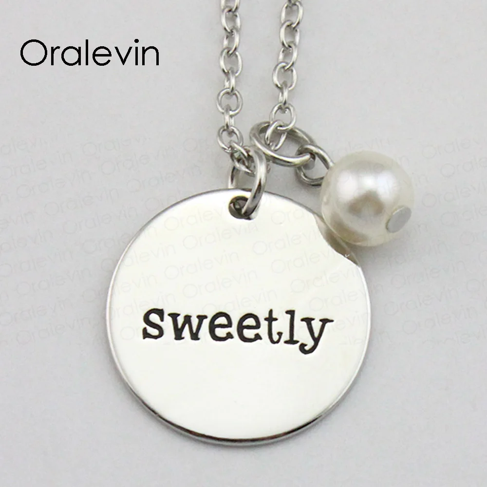 

SWEETLY Inspirational Hand Engraved Custom Pendant Necklace for Trendy Women Fashion Party Gifts Jewelry,10Pcs/Lot, #LN1941