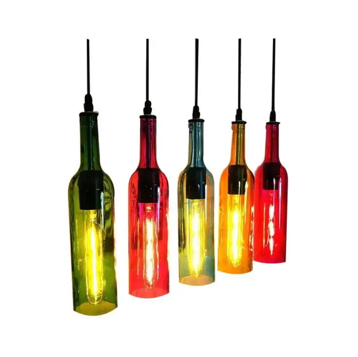 American retro industrial color wine bottle chandelier art creative personality bar restaurant cafe lamps LED lighting | Лампы и