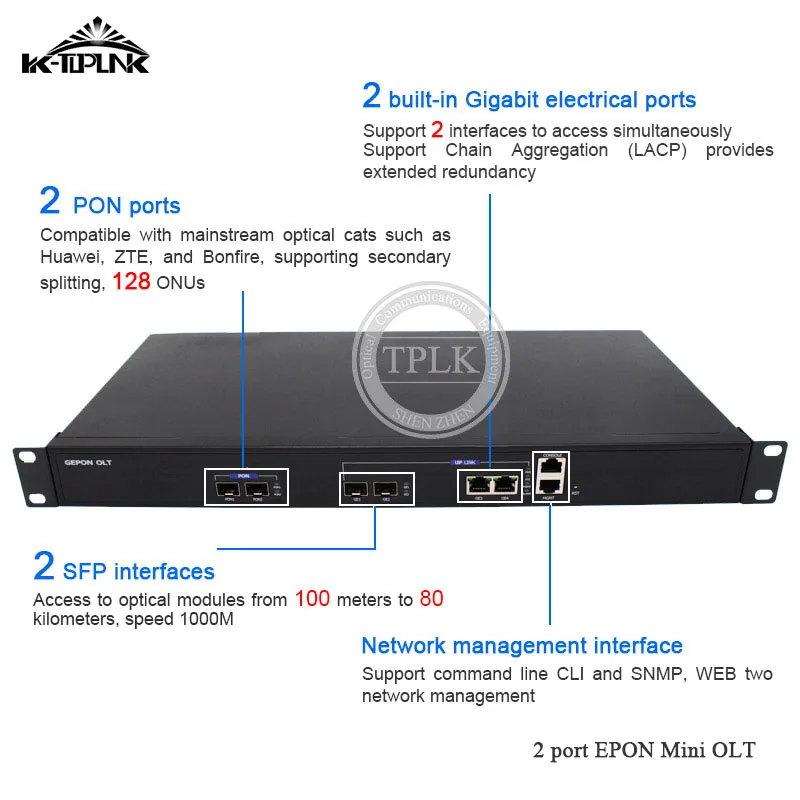 Лучшее качество 1Г 2Г Порты и разъёмы EPON мини OLT изготовленным на заказ логосом