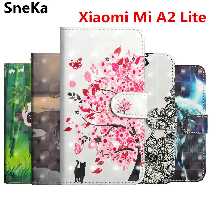 3D видение раскрашенные чехлы из кожи для Coque Xiaomi Mi A2 Lite чехол откидной Чехол для бумажника кожаный чехол для телефона для Xiaomi Mi A2 Lite чехол