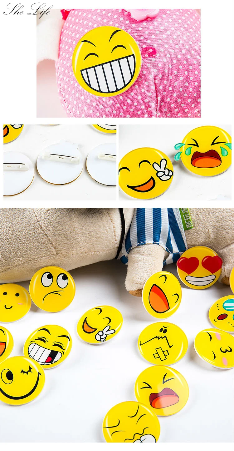 3 шт Harajuku стиль смайлик лицо акриловый значок украшение для рюкзака Экспрессия воротник шарф лацкан булавка брошь