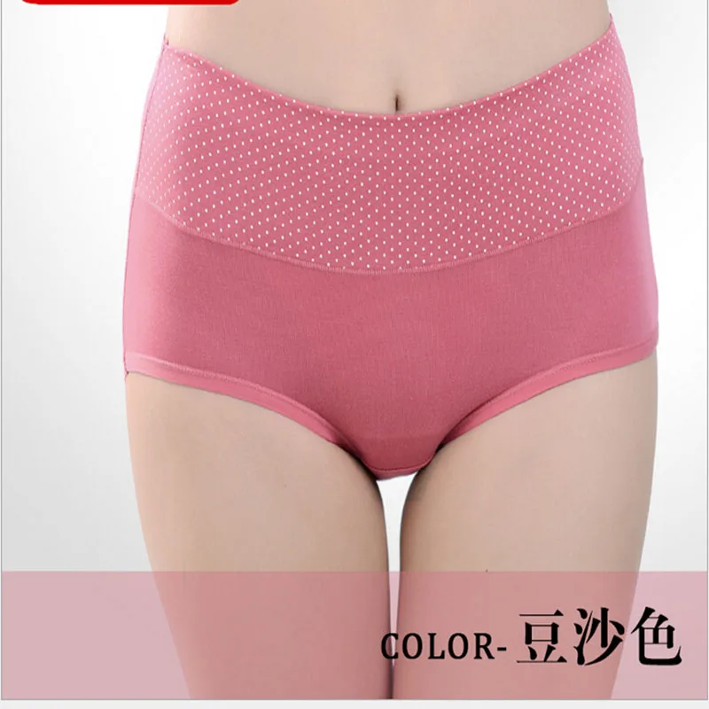 Modal Dot Printed Briefs Grande Taille High Waist Women's Underwear Sexy Hip Abdomen Panties calcinha fio dental CD131 | Женская