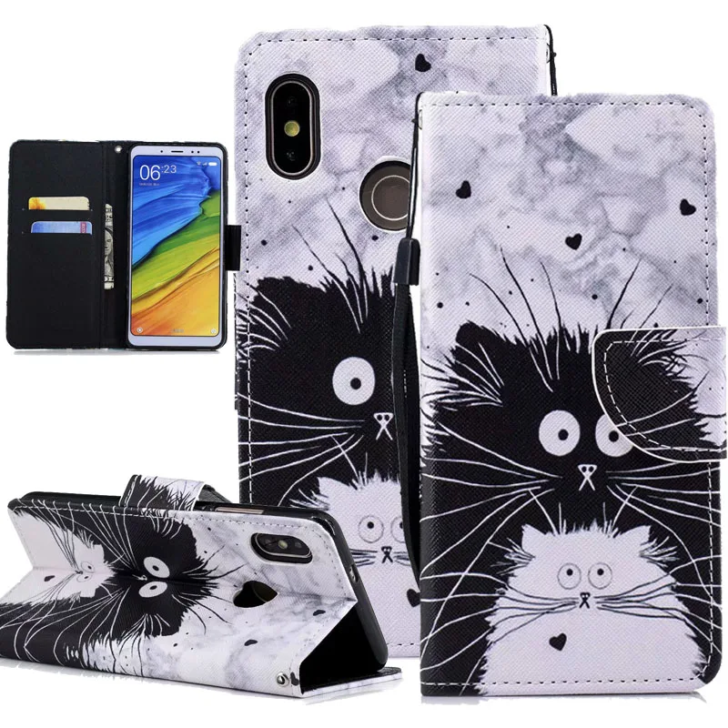Чехол-бумажник из искусственной кожи с милым рисунком для Xiaomi mi A2 Red mi Note 5 Pro 4A 4X держатель для карт, чехол для телефона Red mi 5 Plus 5A 5 - Цвет: 06