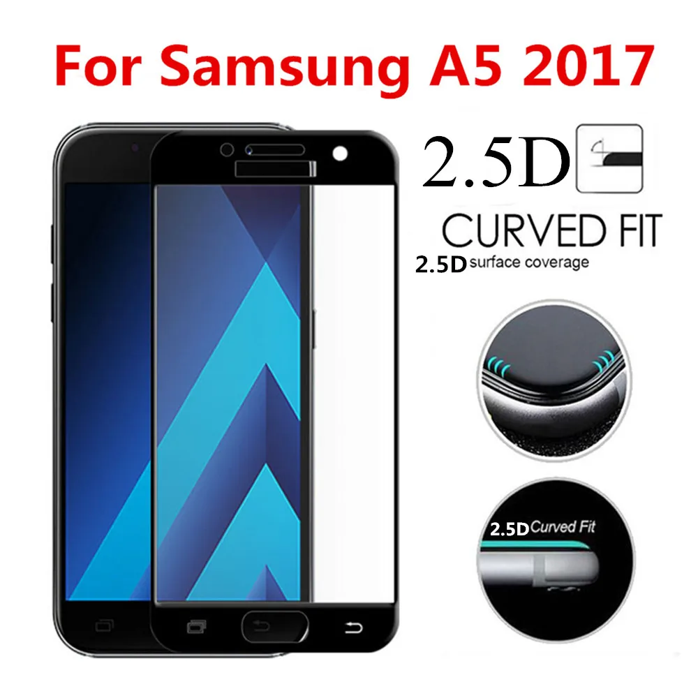 Закаленное стекло на весь экран для Samsung A5 2017 A520F защитная пленка экрана +