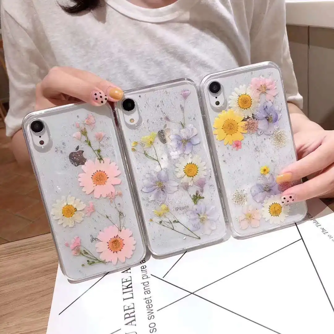 Мягкая задняя крышка из ТПУ с натуральными цветами для iphone X 6 6S 7 8 plus прозрачный