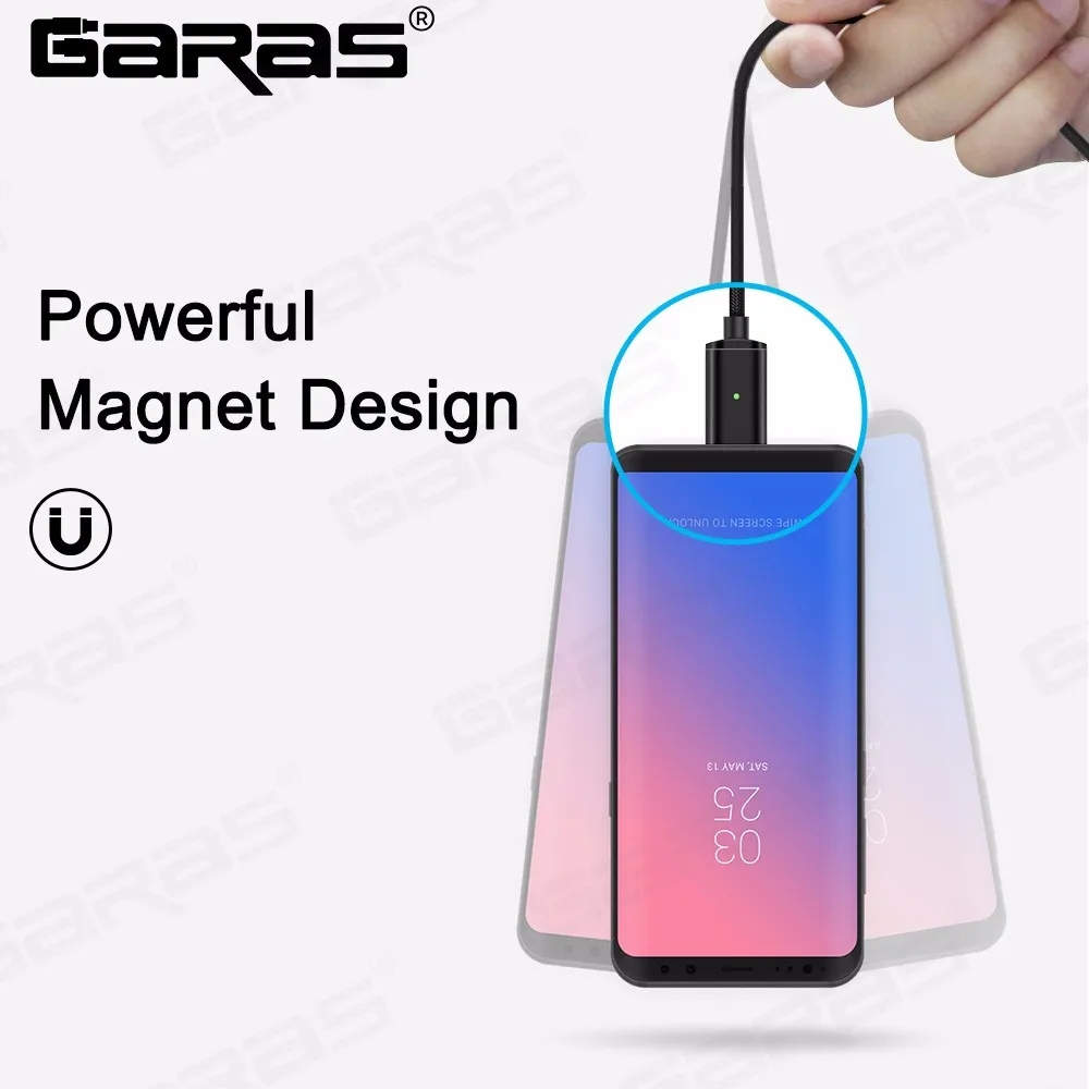 GARAS USB Type C/USB C Магнитный кабель быстро Зарядное устройство Тип C/USB-C Зарядное устройство данных Магнит кабель для Xiaomi /Huawei Кабели для мобильных телефонов