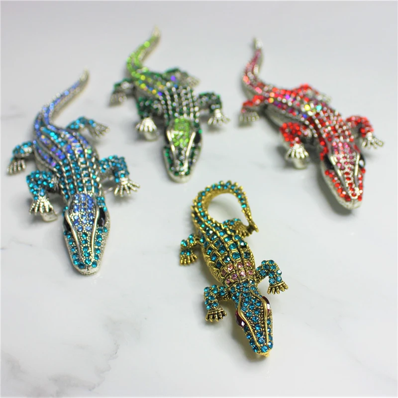 KingDeng Crocodile Brooches Punk Fashion Jewelry Big Enamel Pins Brooch Unisex Gifts for Men Red Zinc Alloy Gothic Party | Украшения и