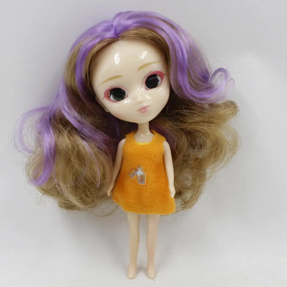 Коричневый Мини кукла Pullip 11 см, как BJD кукла различные цвета волос прическа одежда случайный - Цвет: Коричневый