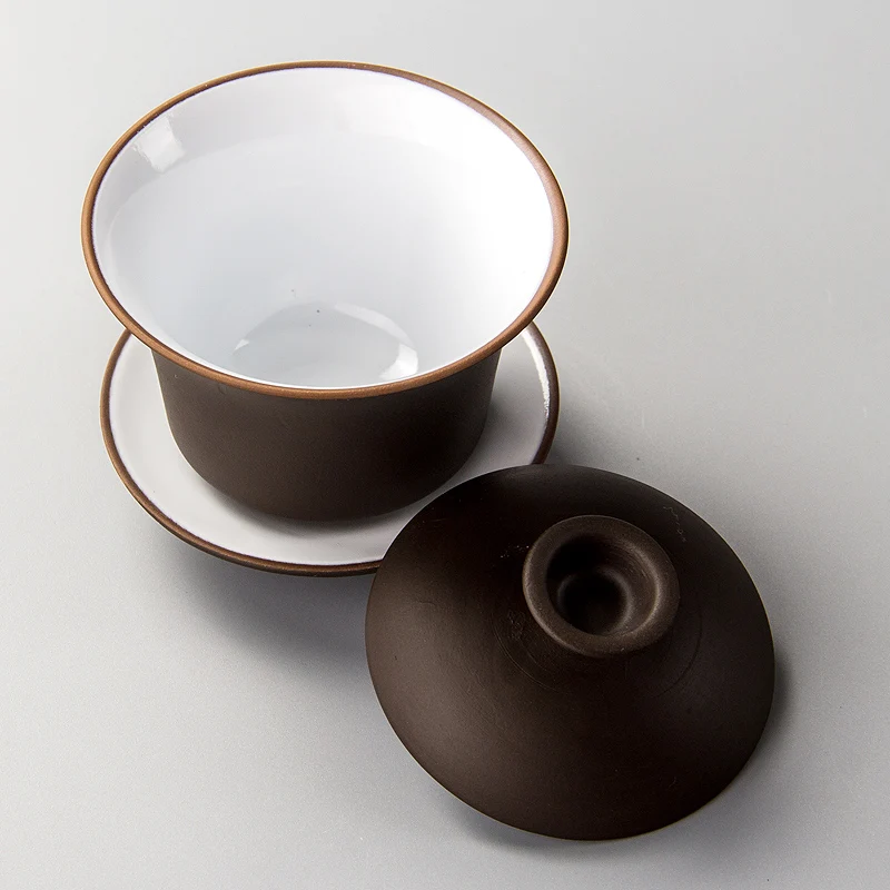 Китайский Фиолетовый Глиняный чайный набор Gaiwan керамическая чайная посуда кунг