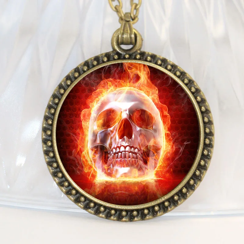 Кулон в виде черепа огненного кулон скелета кабошона фильм День мертвых ожерелье