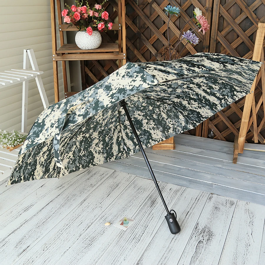 Camouflage Military Travel Umbrella Green Wind Resistant Folding Strong Reinforced Men Automatic Ombrello Antivento 144 | Дом и сад