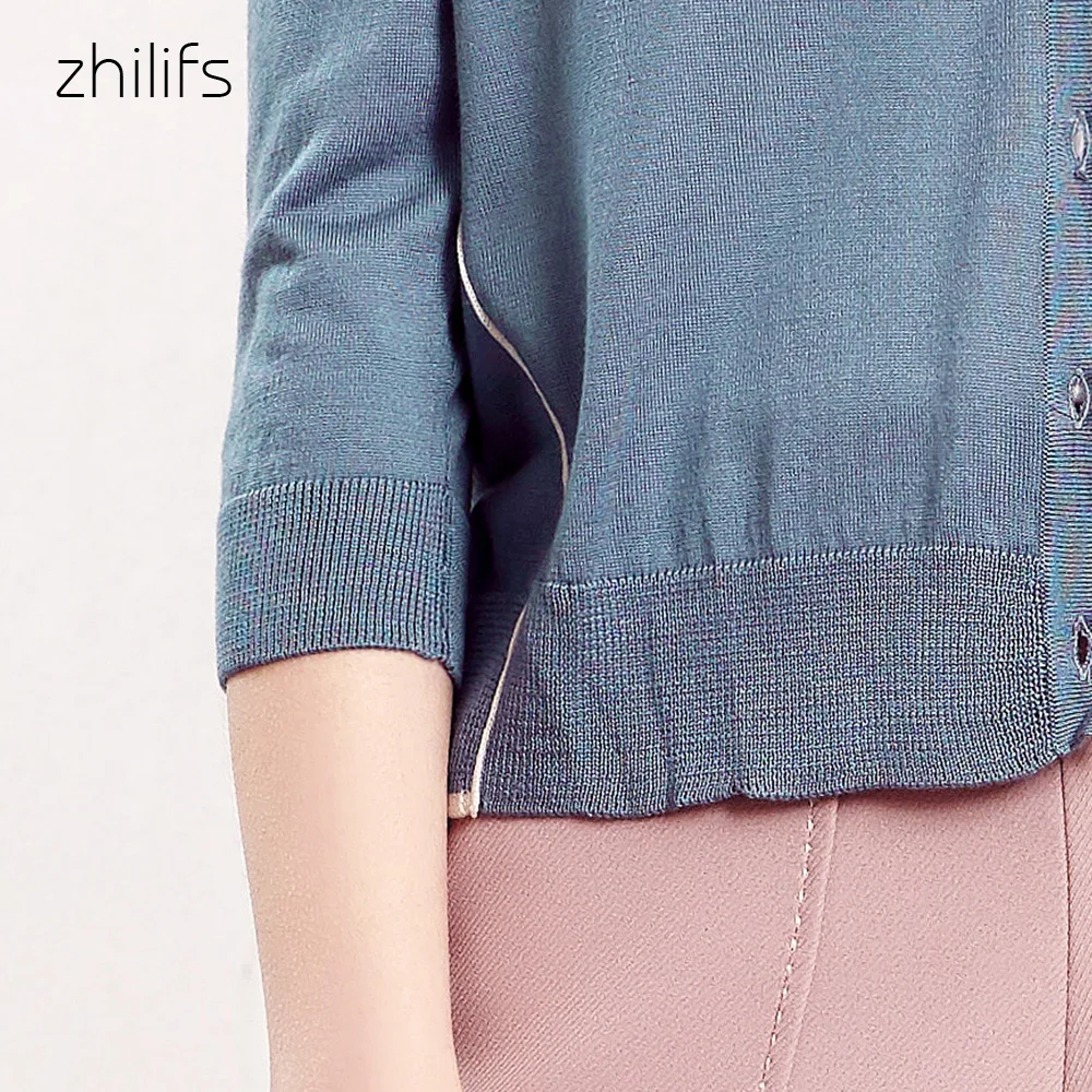 Zhilifs 2019 New summer Women Knitted Cardigan Fashion V-Neck Solid thin Sweater Single Breasted Casual Knit Coat |