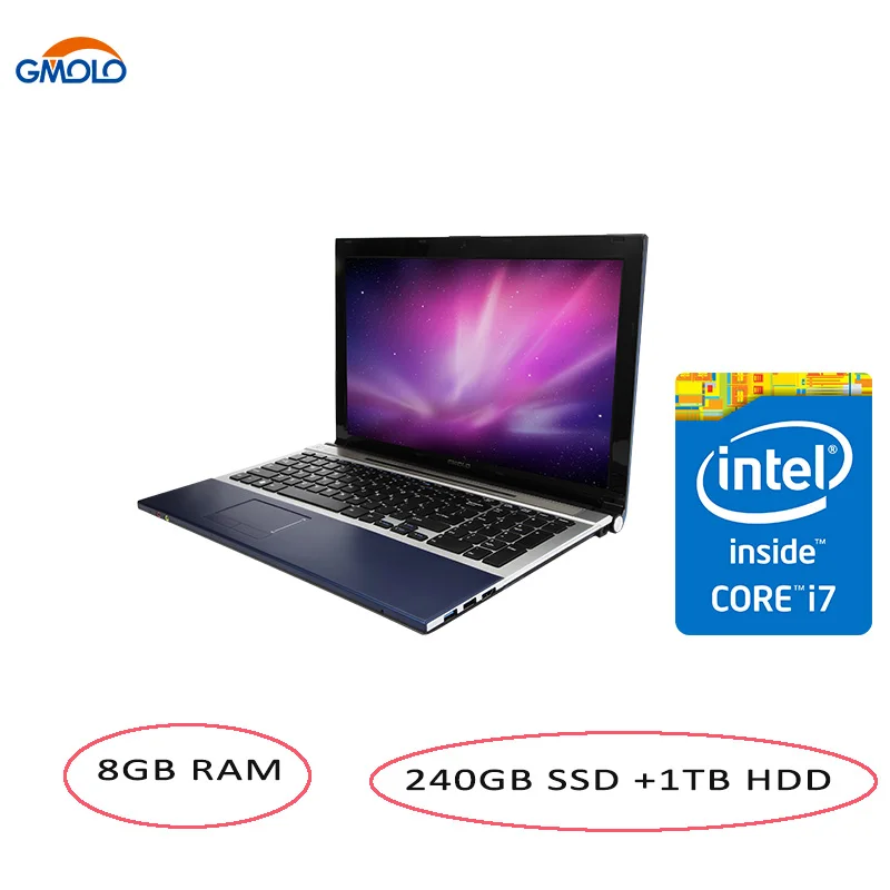 15,6 дюймовый игровой ноутбук I7 5th Gen 8 Гб 240 ГБ SSD Дополнительно 1 ТБ HDD 1920*1080 HD DVD rom/RW камера Windows 10 ноутбук компьютер