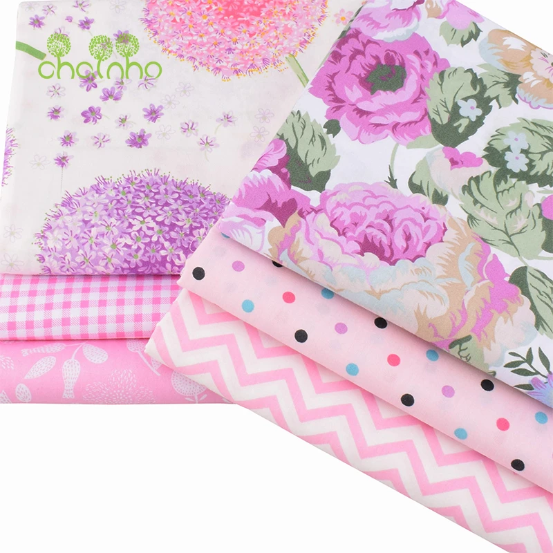 Серия розовых цветов Chainho саржевая хлопчатобумажная ткань с принтом для пэчворка