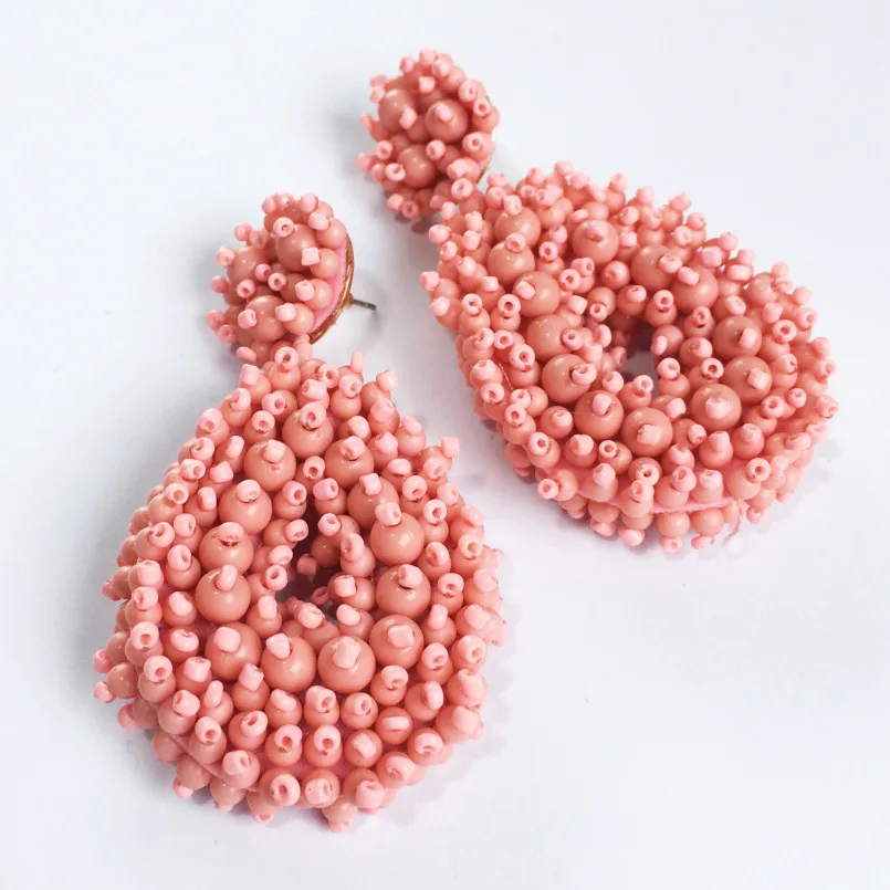 Pink Earrings MANILAI Boho модные висячие серьги с бусинами для женщин ручная работа из бисера Висячие массивные серьги Ювелирные изделия Подарки - Окраска металла: Pink Earrings
