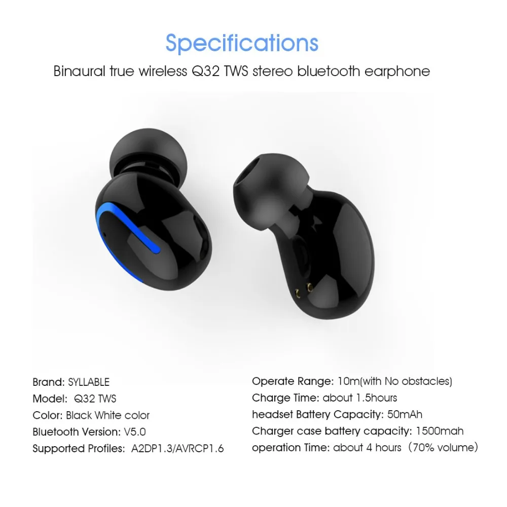 Слог HBQ-Q32 TWS беспроводные наушники V5.0 Bluetooth наушники Спортивная гарнитура слог HBQ-Q32 TWS мини стерео наушники с микрофоном