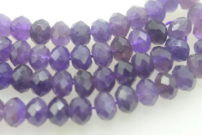 Бусины Круглые граненые аметист АА 10 х6 мм 38 см для самостоятельного изготовления