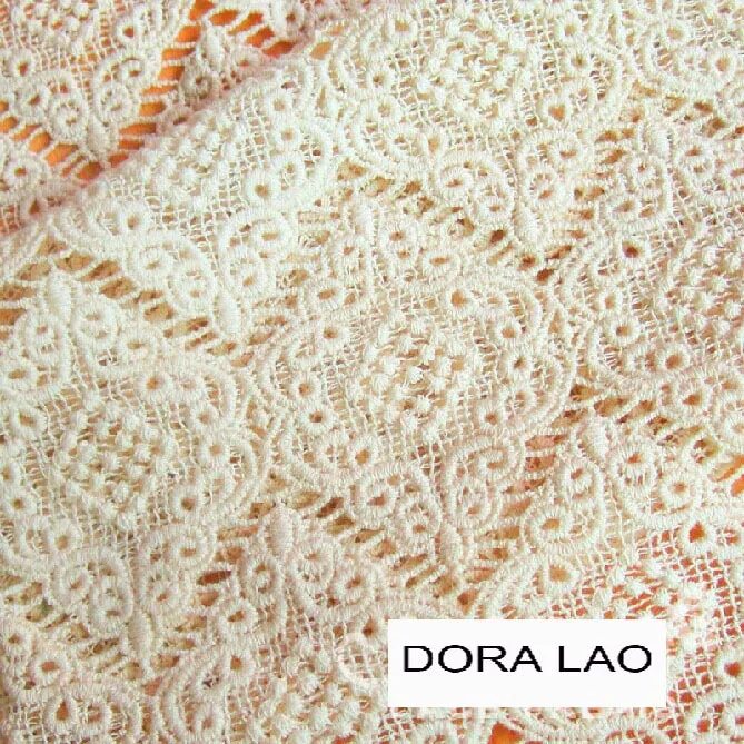 110 см белая хлопковая вышивка Водорастворимая кружевная ткань для платья|embroidery