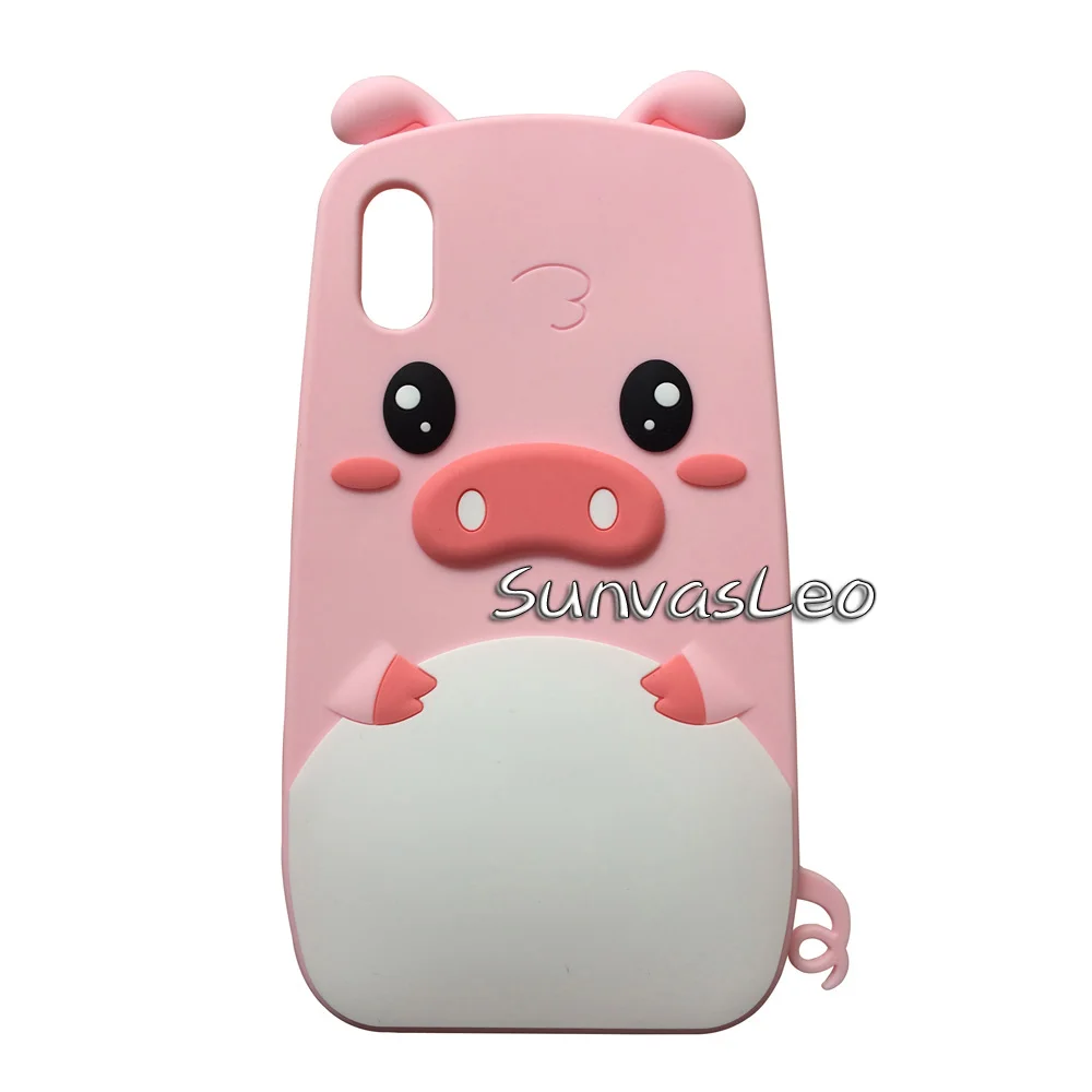 Pink Cute Pig Для iPhone X XS XR Max, мягкий силиконовый чехол с 3D милыми мультяшными животными для телефона, чехол для iPhone 5, 5S, 5C, SE, 6, 7, 8 Plus, X - Цвет: Pink Cute Pig