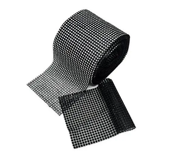 

Black/Silver Rhinestone Diamond Bling Wrap Ribbon for Wedding Cake, Party, Holiday & Home Decoration, 10 Yards PER ROLL