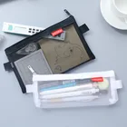 Прозрачная папка для файлов на молнии, пенал-сумочка, школьные принадлежности, канцелярский