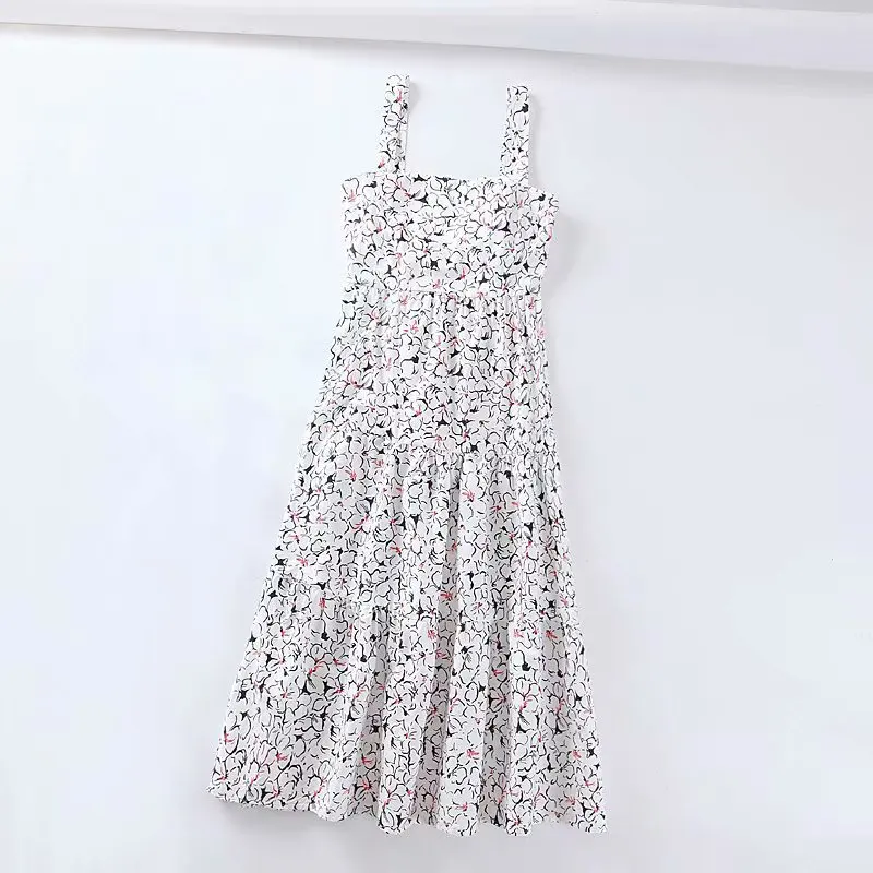 Fashion women XQ8-50-9369 European and American Wind Printed Suspended Dresses | Женская одежда