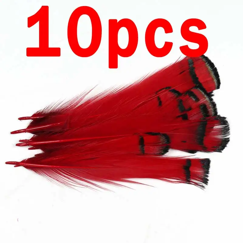 10pcs red 10 шт., рыболовные мушки, Алмазный фазан, перо, Типпет, Нимфа, мокрый стример, крыло, бирка, хвост, материал для вязания мушек, лосось, сталь - Цвет: 10pcs red