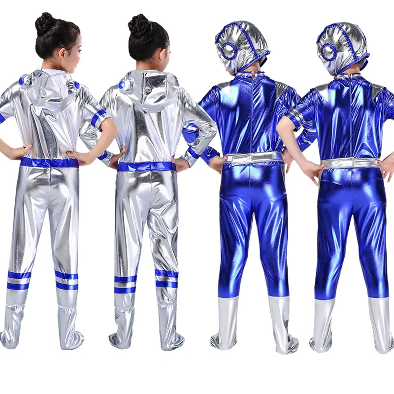 Boy or Girl Silver Robot Costume Leotard Cartoon Stage Dance Wear Clothes For Kids Cosplay Astronaut Spacesuit Modern Costumes |