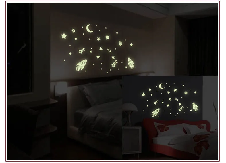 Детские комнаты светится в темноте флуоресцентные цветные настенные наклейки