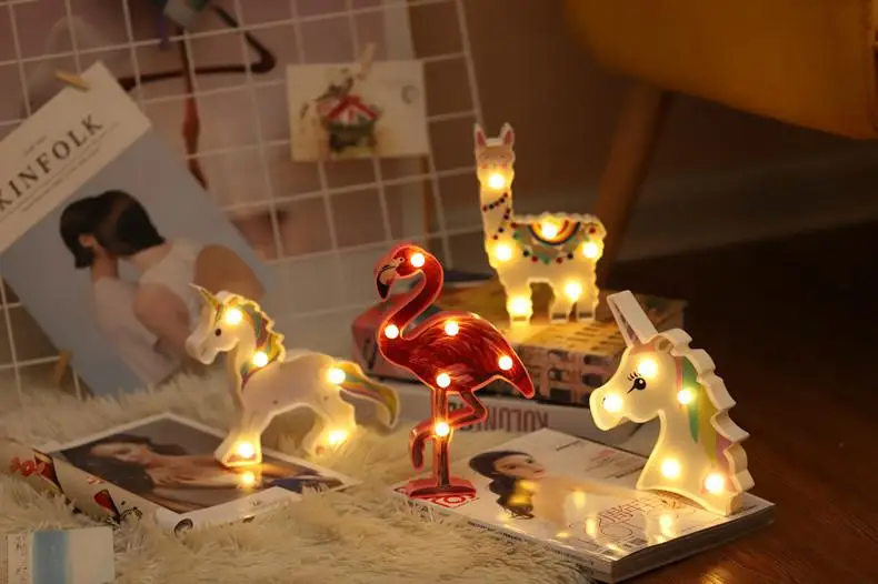 HobbyLane Cute Animal Shape Sheep Unicorn Flamingo LED Lamp for Home Living Children Room Tabletop Decoration | Освещение