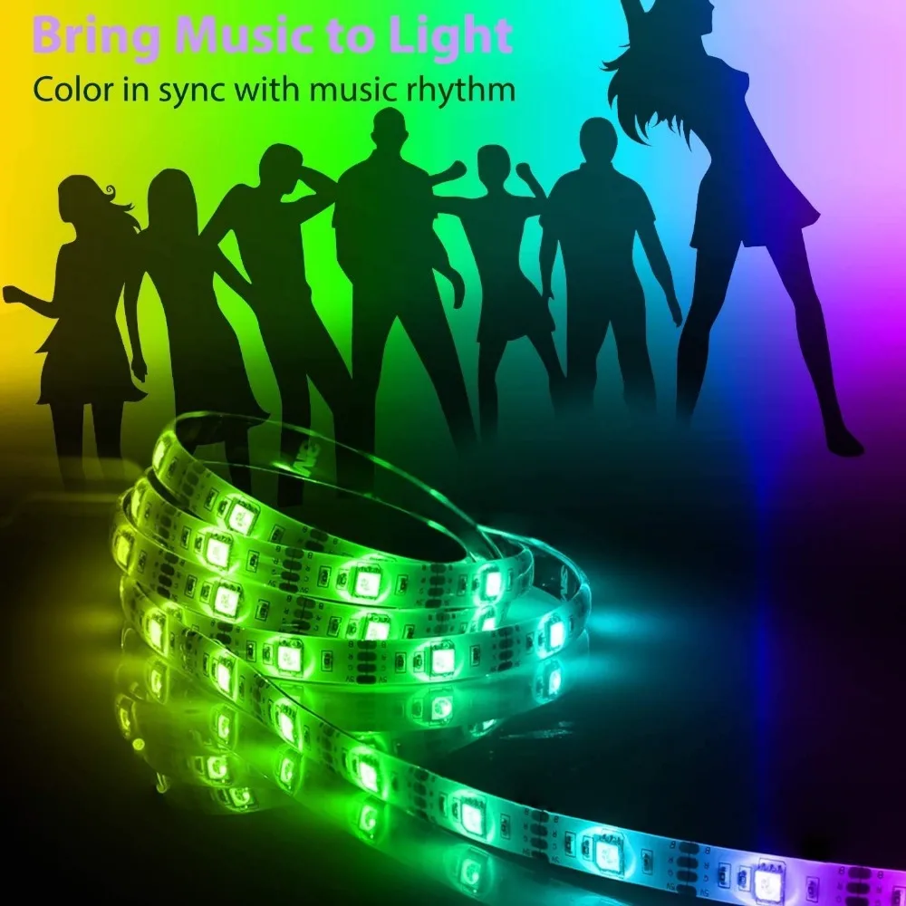 СВЕТОДИОДНАЯ лента SMD 5050 RGB лента 12 В 150 светодиодный s не водонепроницаемый гибкий веревочный шнур 44Key музыкальный Bluetooth WiFi контроллер