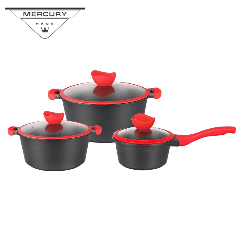 6PCS Non-stick Cast Aluminum Kitchen Cooking Casserole Frypan Pot Cookware Sets Kitchenware with Marble Coating | Дом и сад