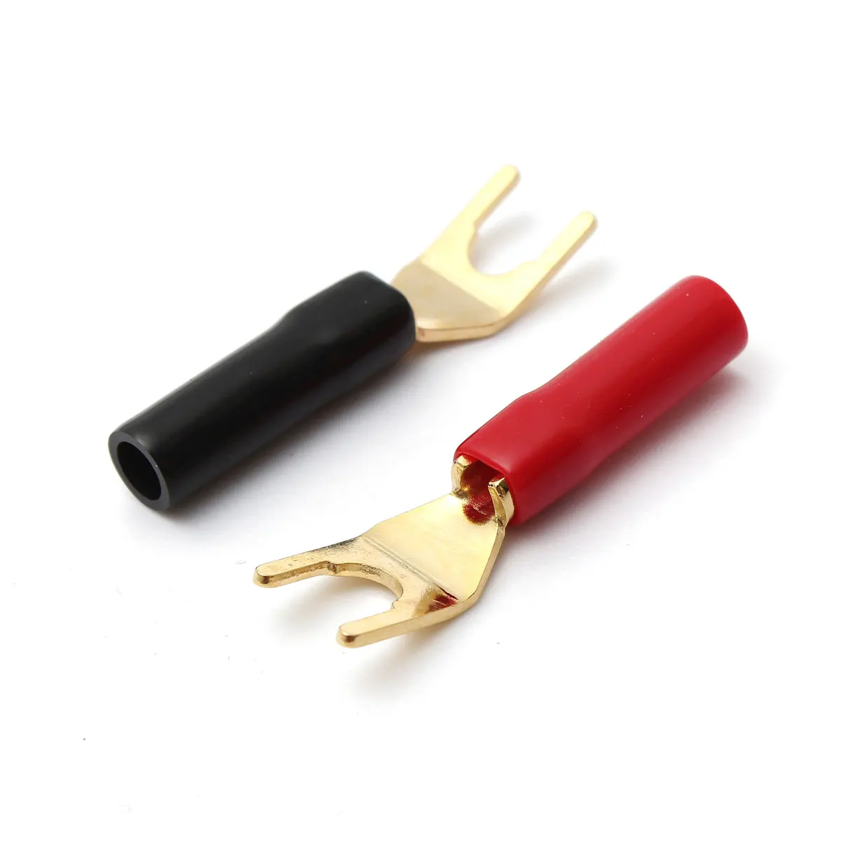4Pcs/Set Gold Plated Tuning Fork Banana Plug Y style Spade Solderless Speaker Cable Power Terminals Connectors|Соединители| |