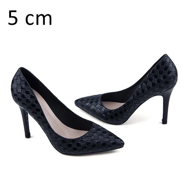 Black Pumps 5cm Брендовая женская обувь на высоком каблуке; весенние женские туфли-лодочки; черные женские модельные туфли с острым носком без застежки для офиса; женская обувь для вечеринок размера плюс - Цвет: Black Pumps 5cm