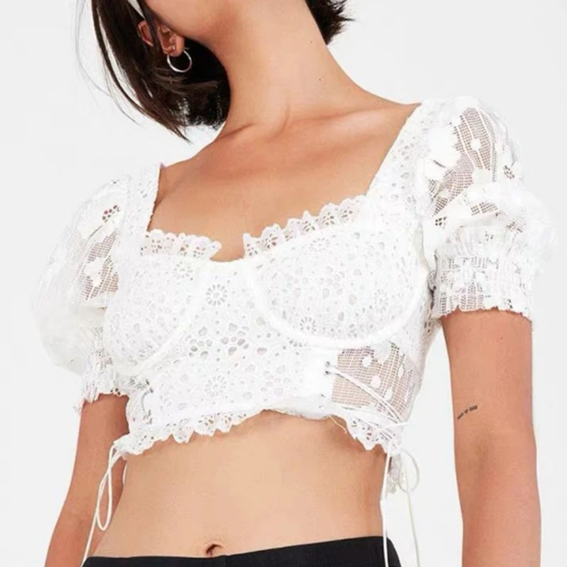 Для любви 2019 Сексуальный Топ для женщин квадратный вырез открытая спина кружева