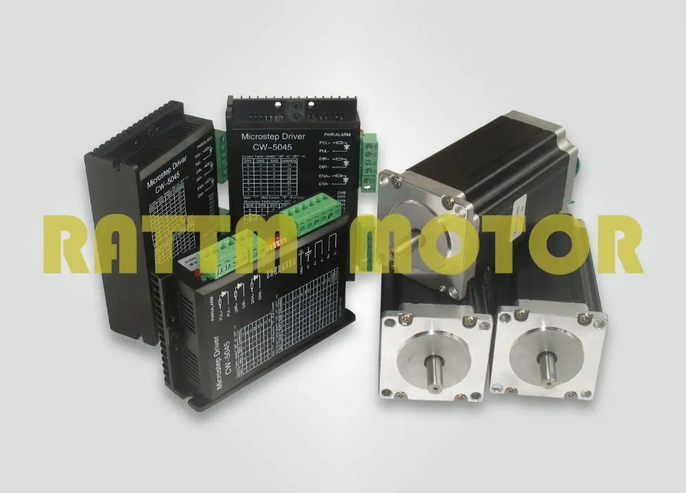 Шаговый двигатель NEMA23 425 oz-in/3.0A &amp CW5045 драйвер 256 microstep и A ток 50V/DC ЧПУ комплект 3