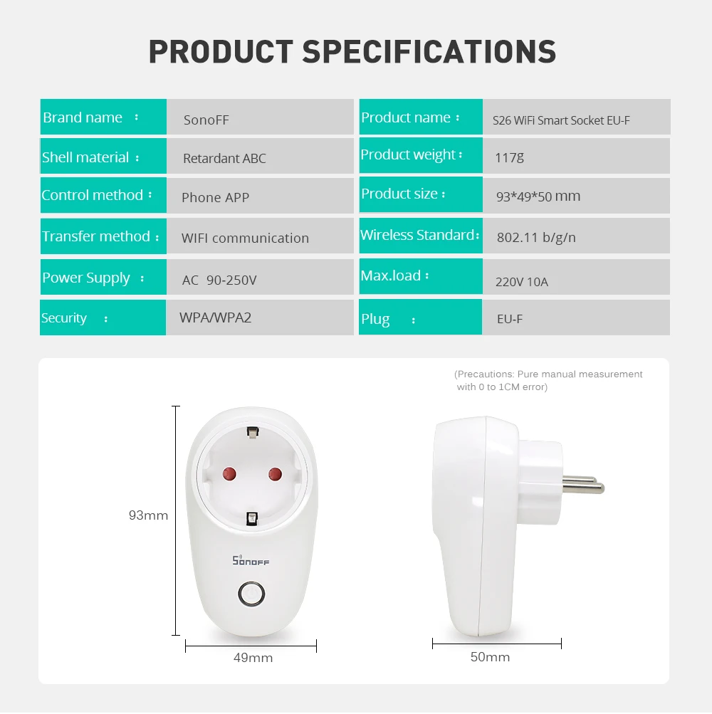 SONOFF S26 ЕС EU-E/EU-F/Великобритания/Австралия/США 220 В 10 А умная розетка Wifi розетка таймер выход удаленный Alexa Google дом IFTTT Совместимость