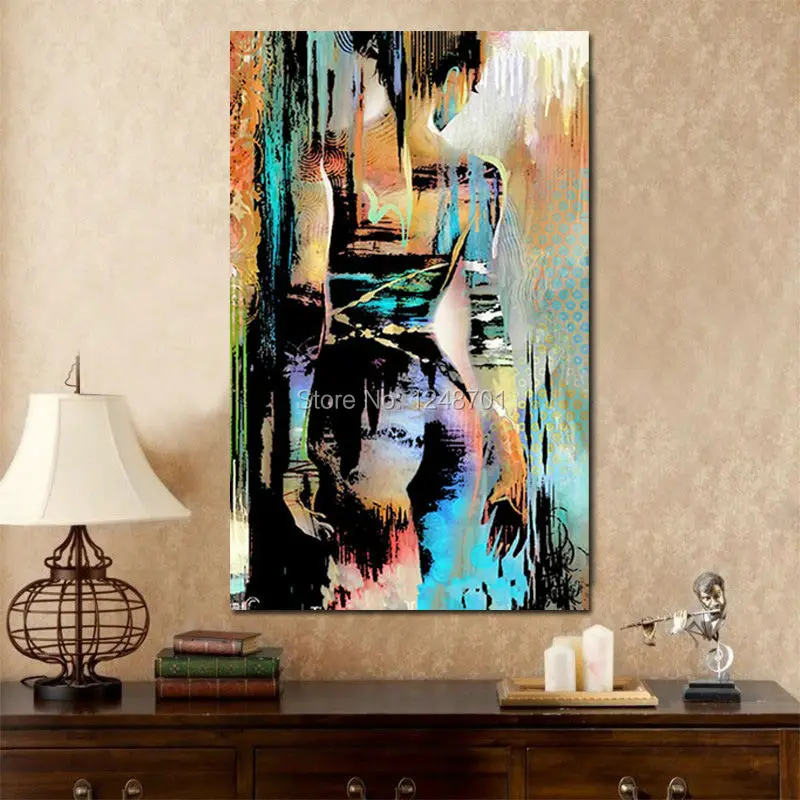Ручная роспись холст Современная Абстрактная Обнаженная девушка задняя картина