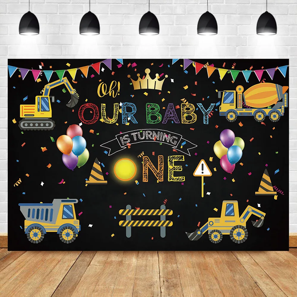 Экскаватор строительный фон первый день рождения фотография Фон самосвал
