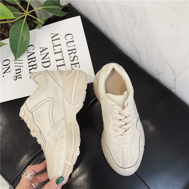 Кроссовки женские на платформе кожа повседневная обувь без каблука роскошные